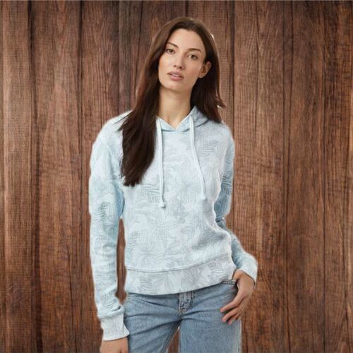 W24105 Women's Floral Print Hooded Sweatshirt Thumbnail